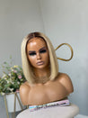 Blunt cut glueless bob wig with a natural density and shine.