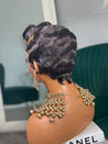 Glueless finger wave pixie cut wig, a classic vintage style made for African American women.