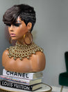 Glueless tapered pixie wig tailored for African American women, featuring a chic tapered cut.