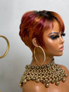 Glueless red pixie wig, a vibrant and stylish choice for African American women.