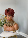 Glueless red pixie wig, a vibrant and stylish choice for African American women.