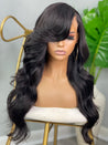 Black Glueless feathered  wig with light, airy layers