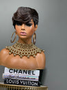 Glueless tapered pixie wig tailored for African American women, featuring a chic tapered cut.