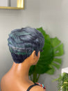 Glueless ombre pixie cut wig with a seamless color transition, perfect for a trendy Black woman.