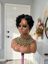 Glueless pixie wig with fringe, a stylish option for framing the face of African American women.