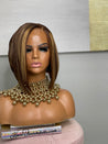 Voluminous body wave bob wig for a soft, glamorous look.