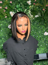 Short glueless bob wig with a soft curl pattern for a feminine look.