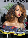 Glueless kinky curly wig mimicking natural afro-textured hair